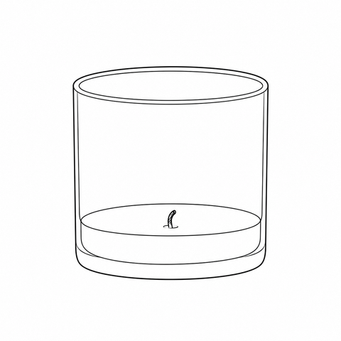 Candle jar with only a shallow layer of wax remaining